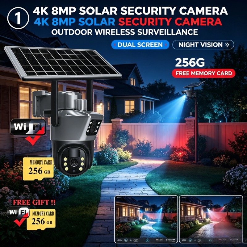 Solar Powered 4K 8MP Surveilla - Ip Camera Outdoor 4K review and price