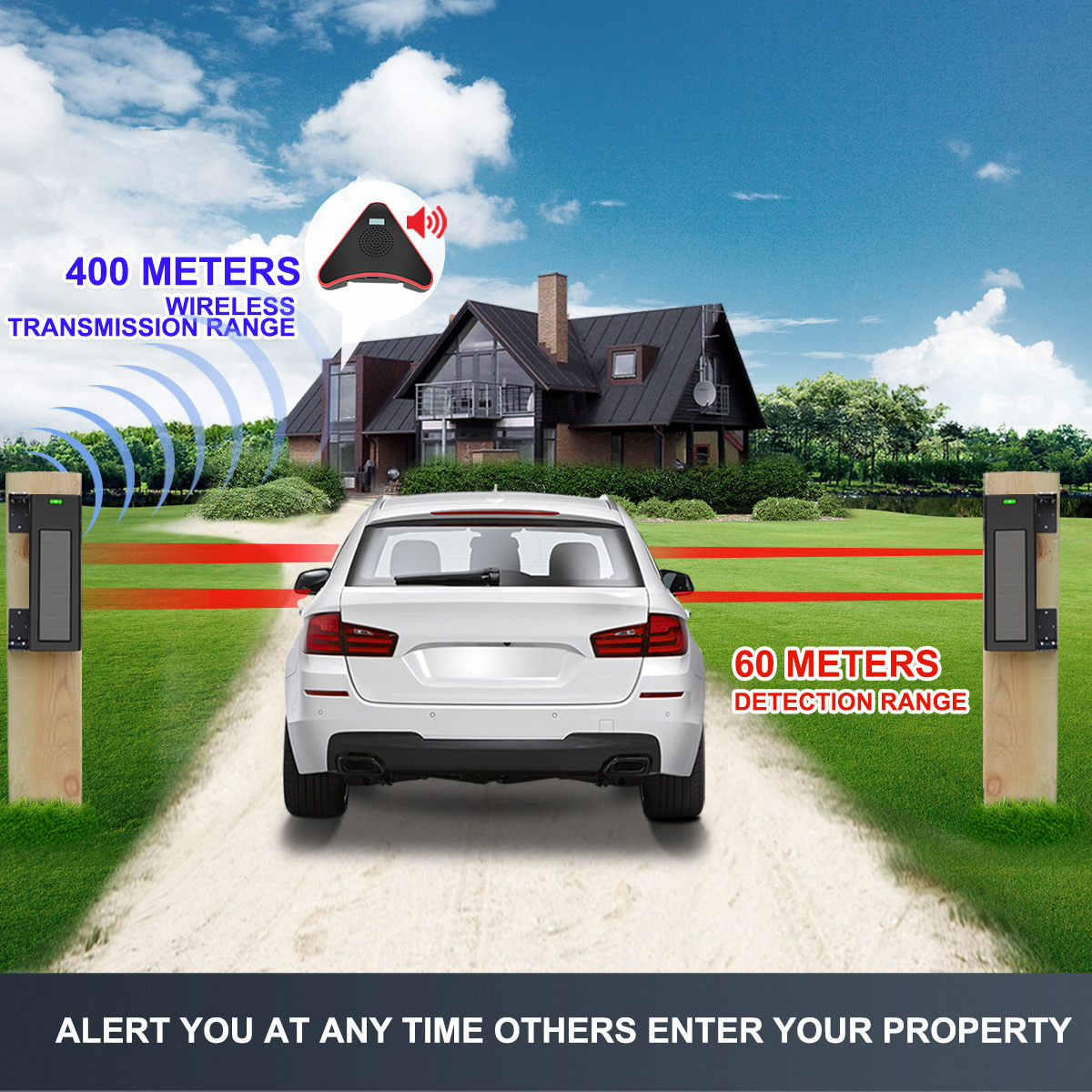 HTZSAFE Solar Beam Sensor Driv - Home Security Yard Sign review and price
