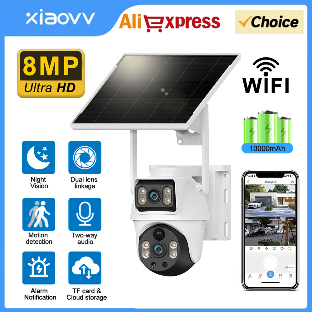 WiFi Solar Camera Dual Lenses  - Ip Camera Outdoor 4K review and price