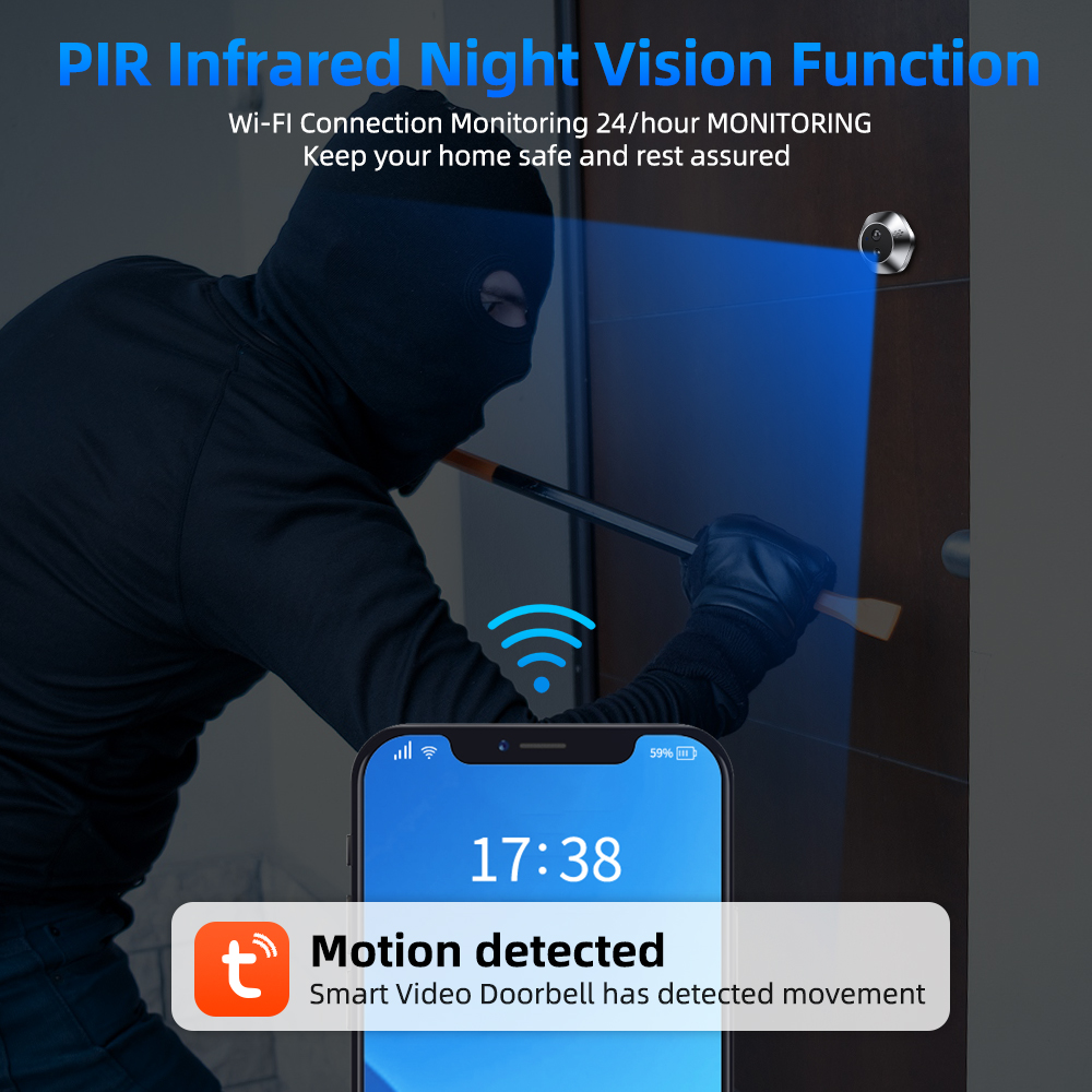 1080P WiFi Peephole Tuya Smart - Home Security Adt review and price
