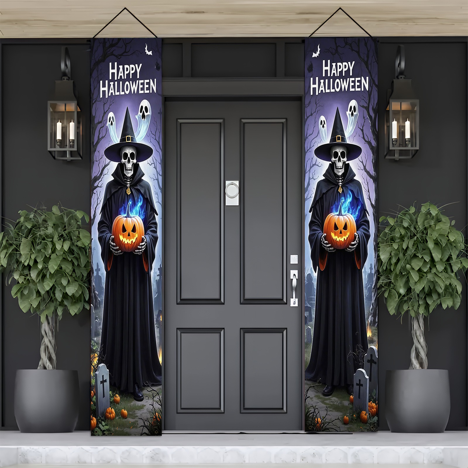 Halloween Door Banner Set Grim - Home Security Yard Sign review and price